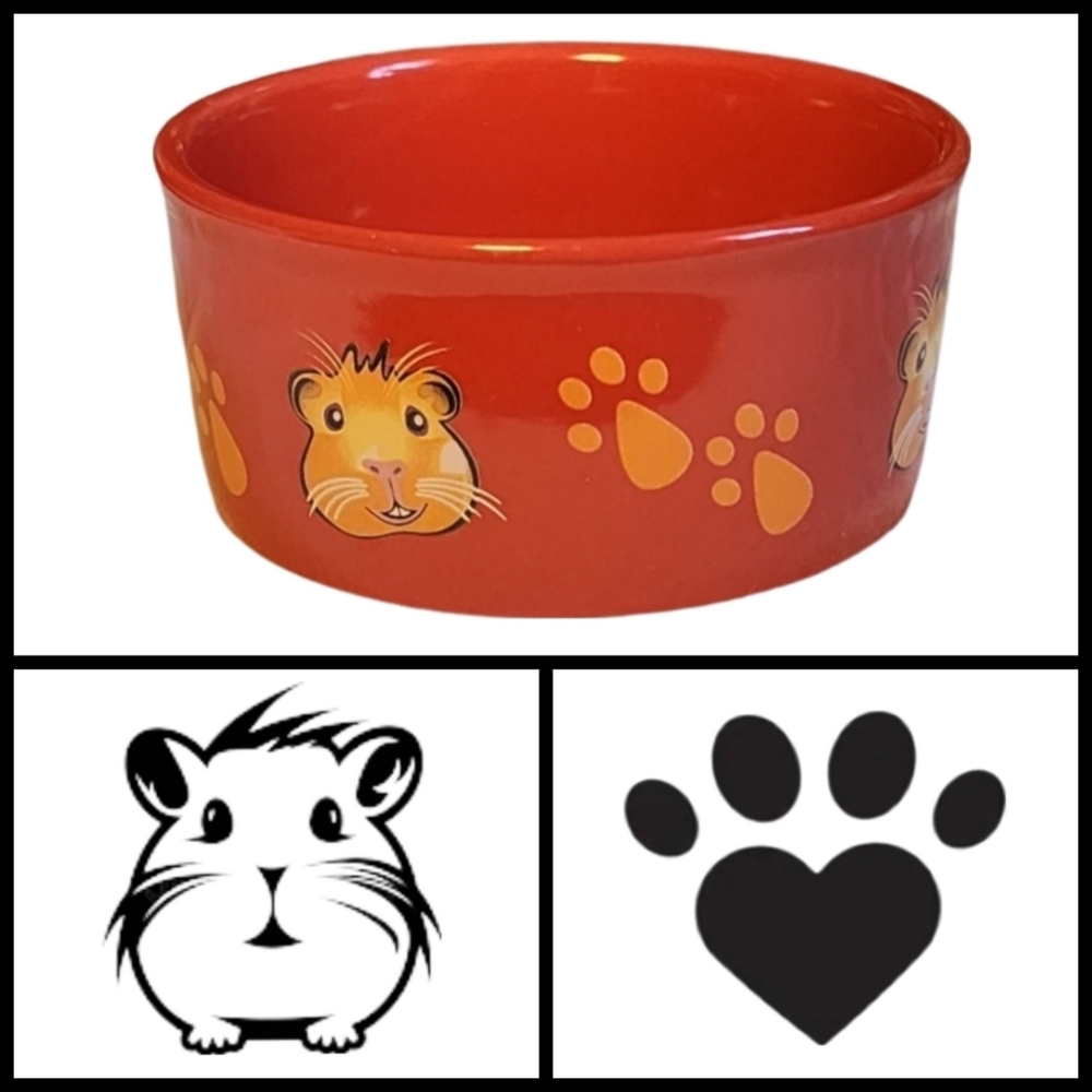 Paw Print Ceramic Guinea Pig/Hamster Food Bowl